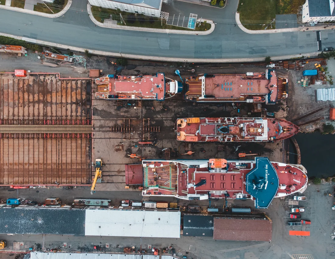 Sea Compass marine surveyors attending a vessel in dry dock